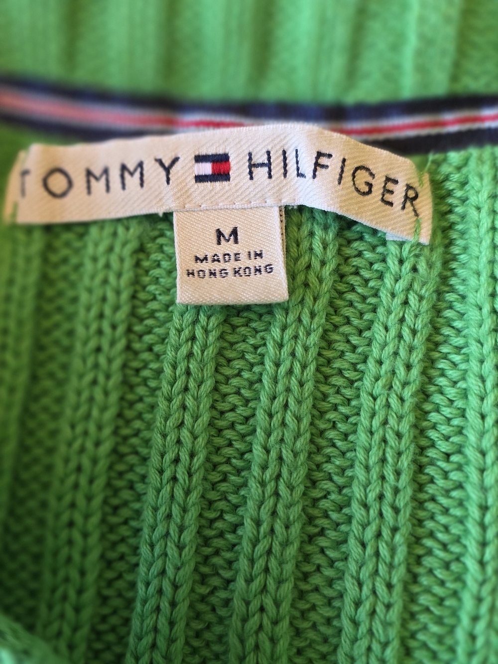 Tommy Hilfiger Women's Bright Green Ribbed Button-Up Cardigan ~ Size Medium - Picture 5 of 11